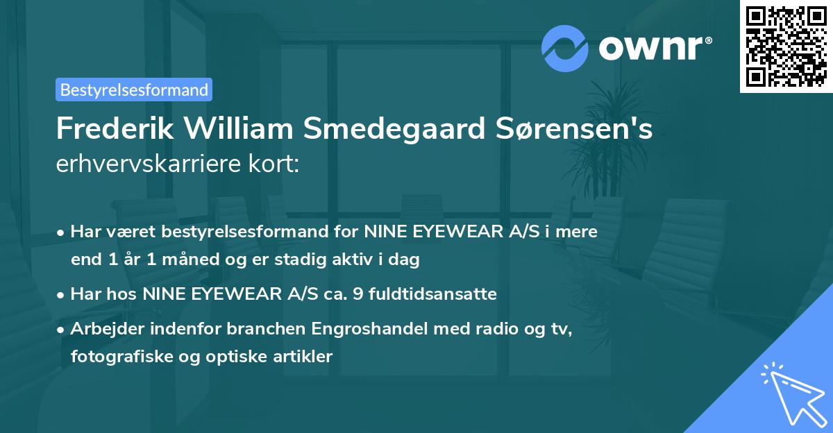 Frederik William Smedegaard Sørensen's erhvervskarriere kort