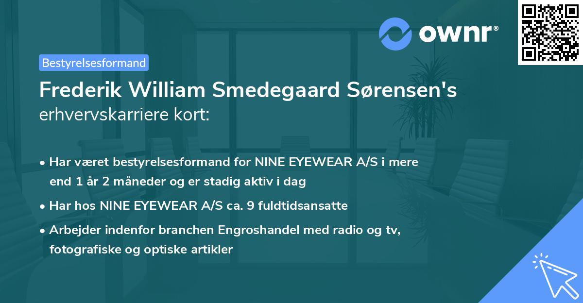 Frederik William Smedegaard Sørensen's erhvervskarriere kort