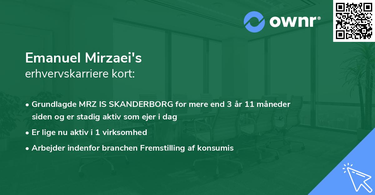 Emanuel Mirzaei's erhvervskarriere kort