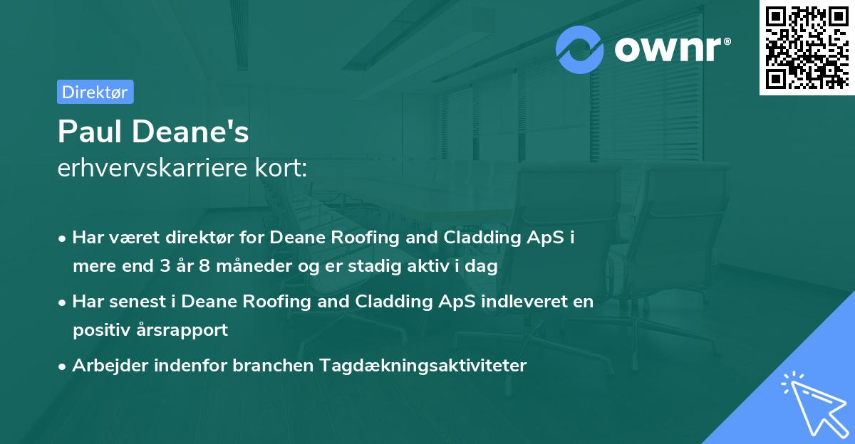 Paul Deane's erhvervskarriere kort