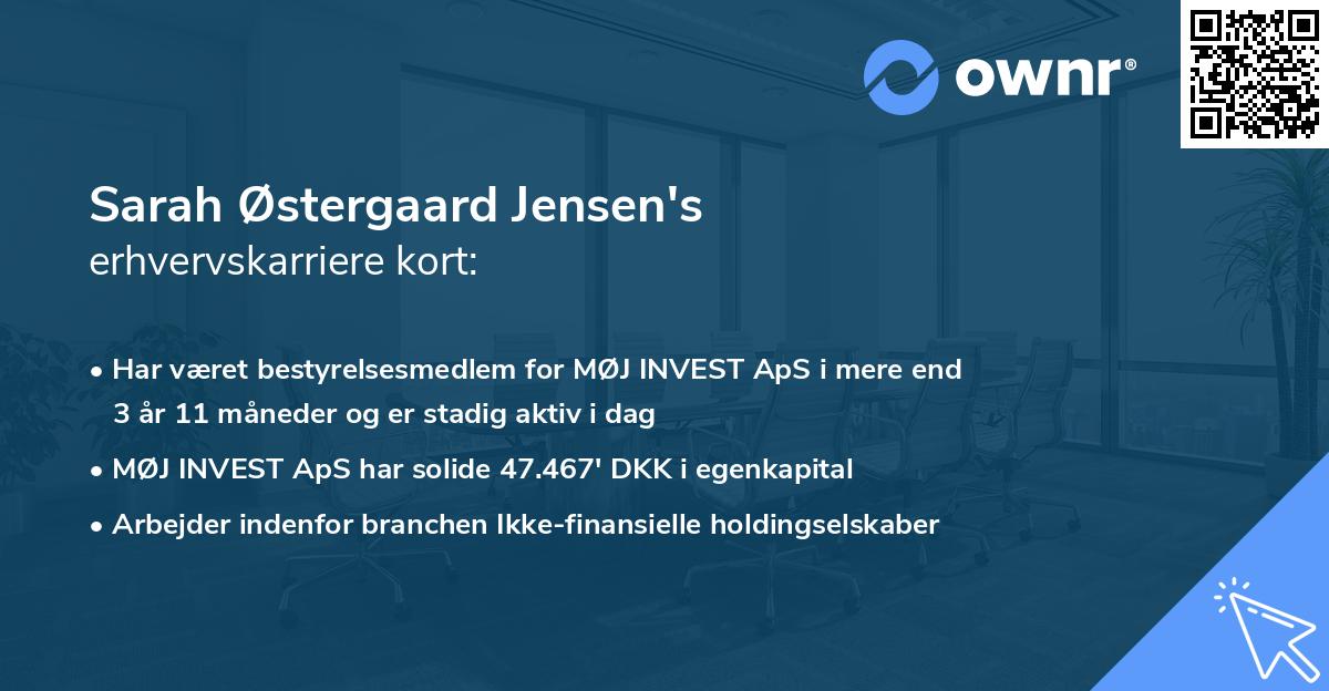 Sarah Østergaard Jensen's erhvervskarriere kort