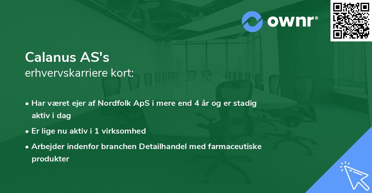 Calanus AS's erhvervskarriere kort
