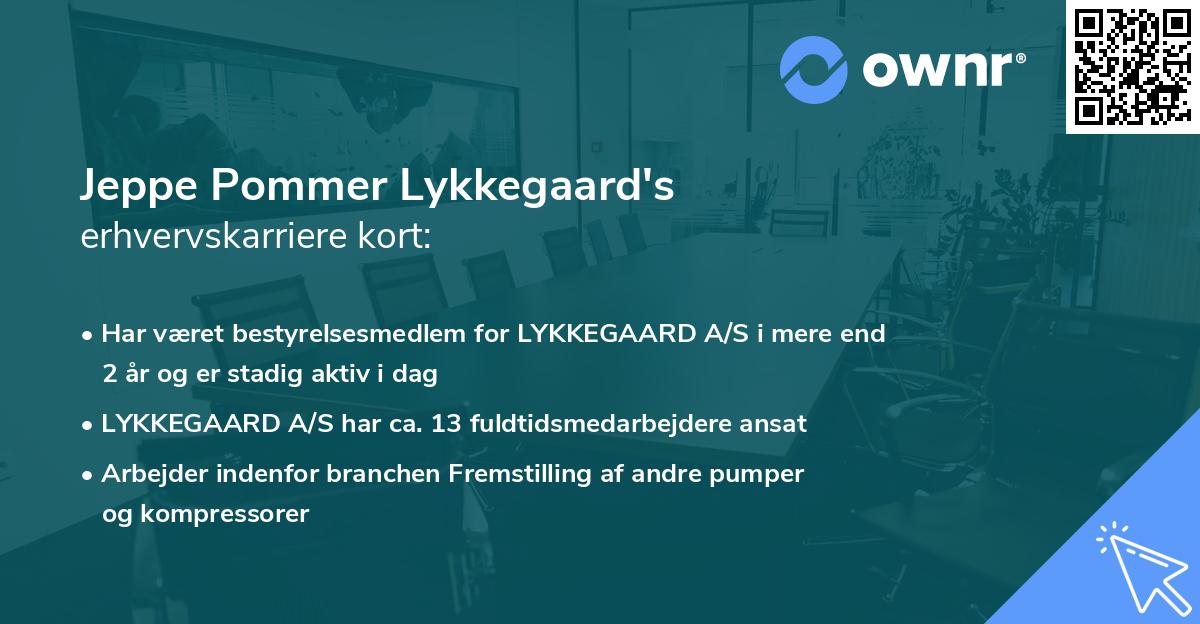 Jeppe Pommer Lykkegaard's erhvervskarriere kort