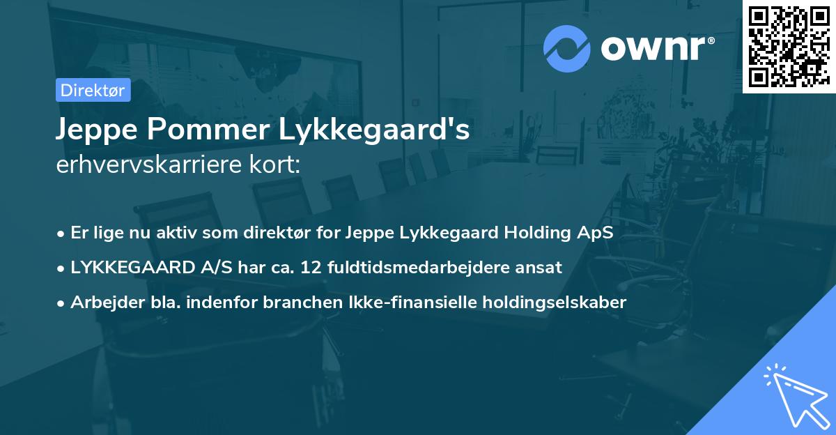 Jeppe Pommer Lykkegaard's erhvervskarriere kort