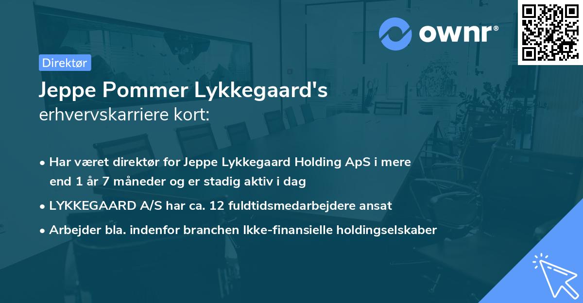 Jeppe Pommer Lykkegaard's erhvervskarriere kort