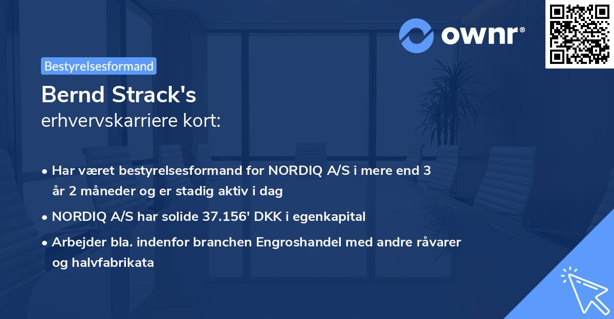 Bernd Strack's erhvervskarriere kort