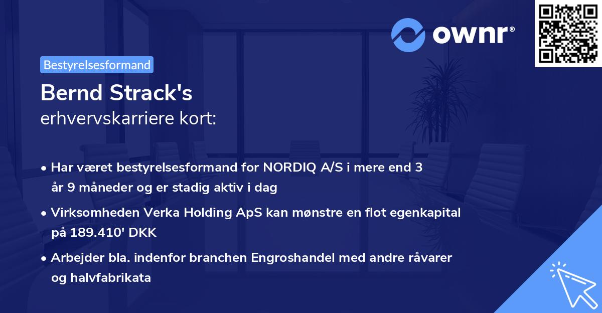 Bernd Strack's erhvervskarriere kort