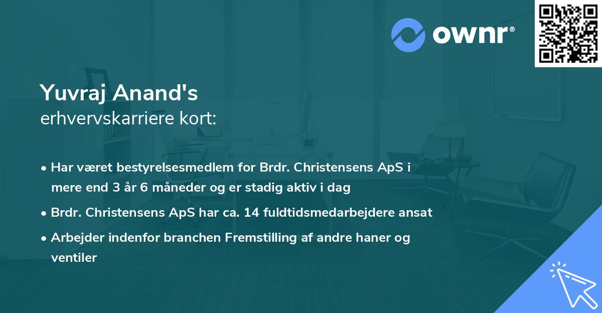 Yuvraj Anand's erhvervskarriere kort