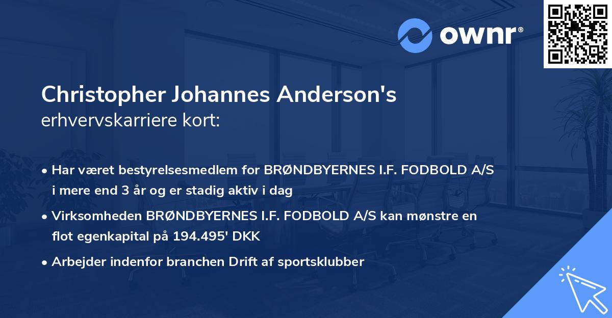 Christopher Johannes Anderson's erhvervskarriere kort