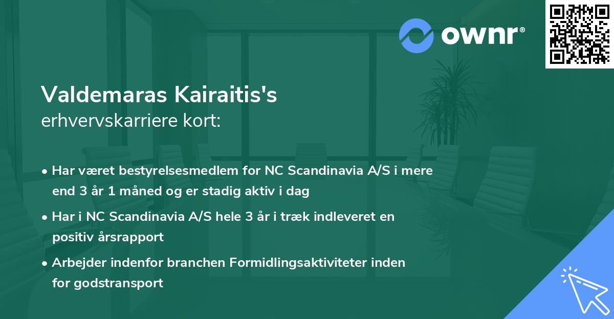 Valdemaras Kairaitis's erhvervskarriere kort