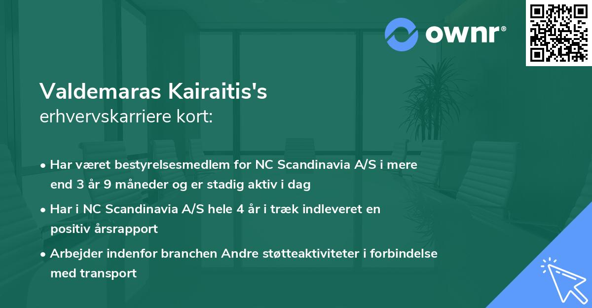 Valdemaras Kairaitis's erhvervskarriere kort
