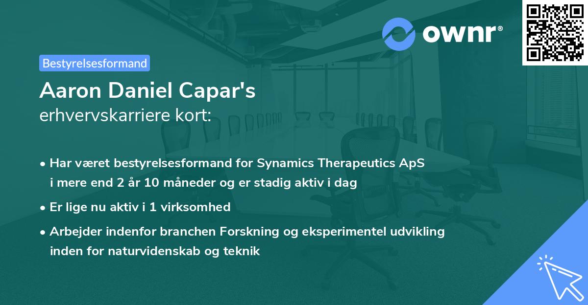 Aaron Daniel Capar's erhvervskarriere kort
