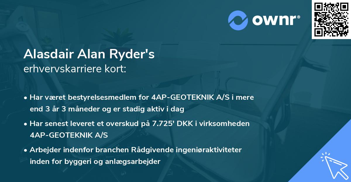 Alasdair Alan Ryder's erhvervskarriere kort