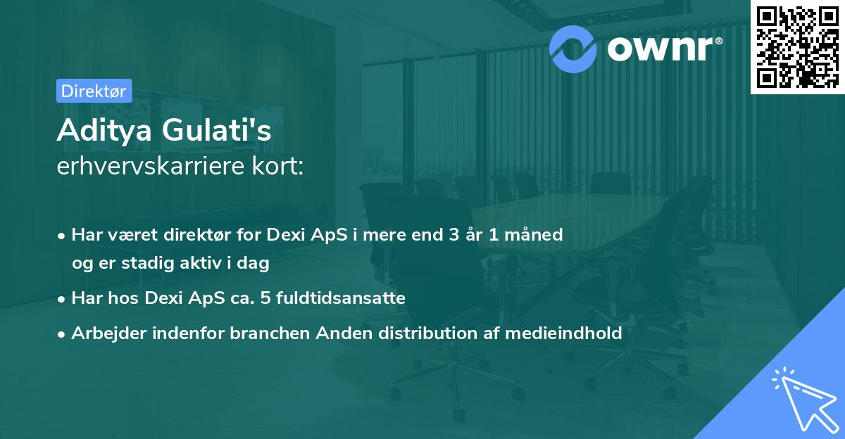 Aditya Gulati's erhvervskarriere kort