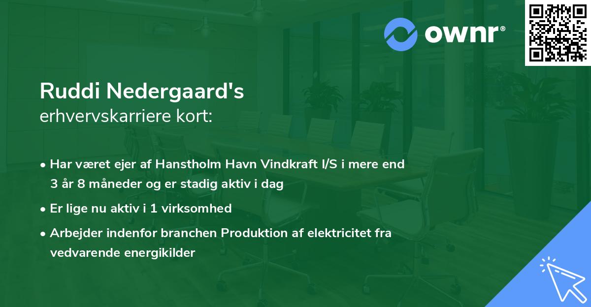 Ruddi Nedergaard's erhvervskarriere kort