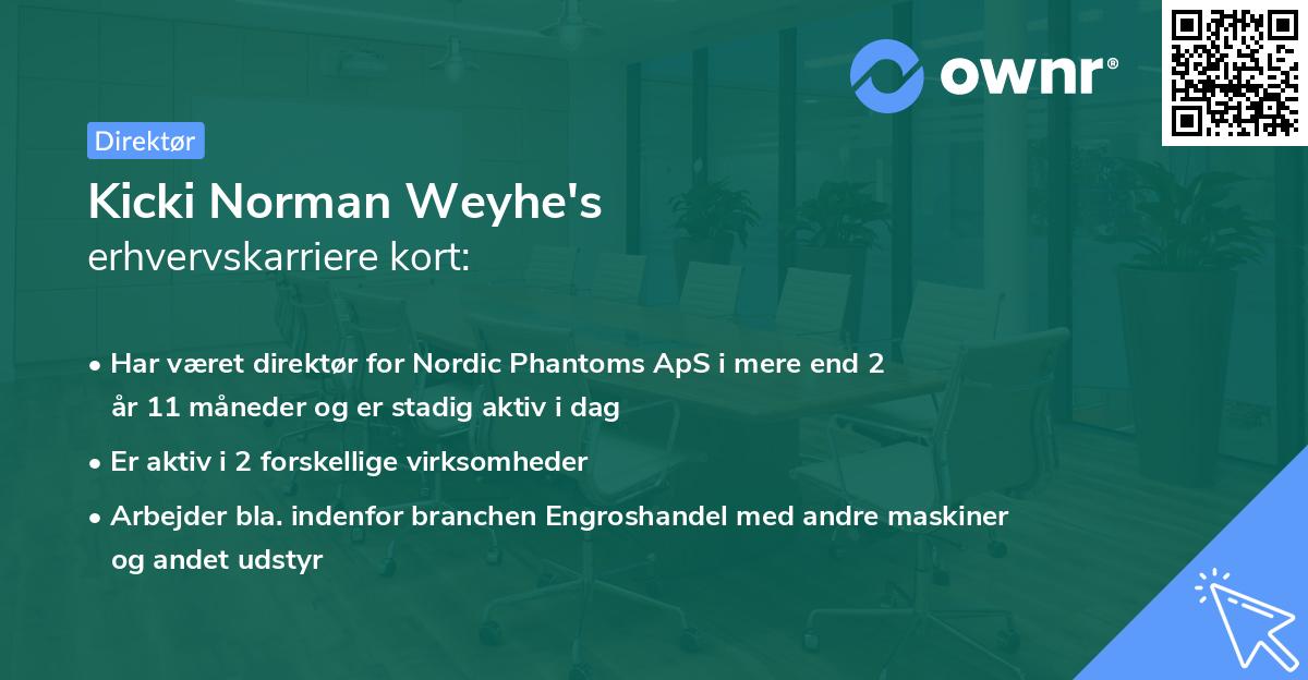 Kicki Norman Weyhe's erhvervskarriere kort