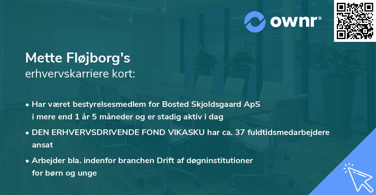 Mette Fløjborg's erhvervskarriere kort