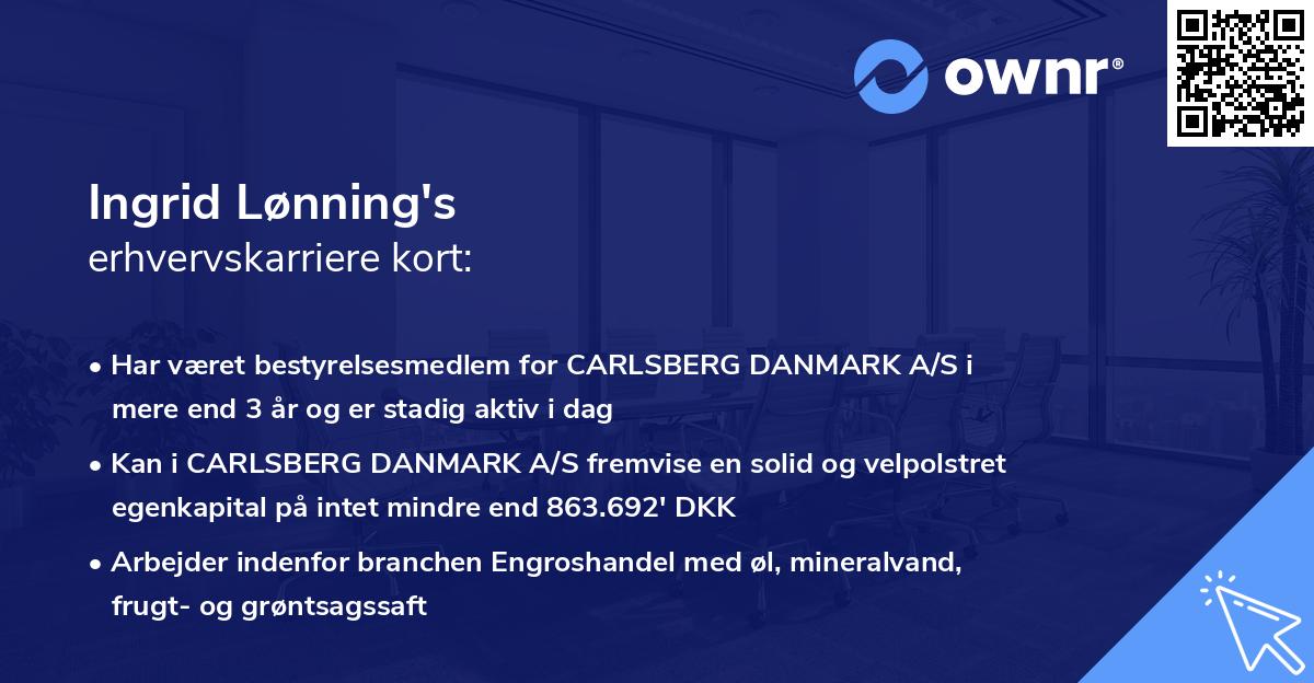 Ingrid Lønning's erhvervskarriere kort