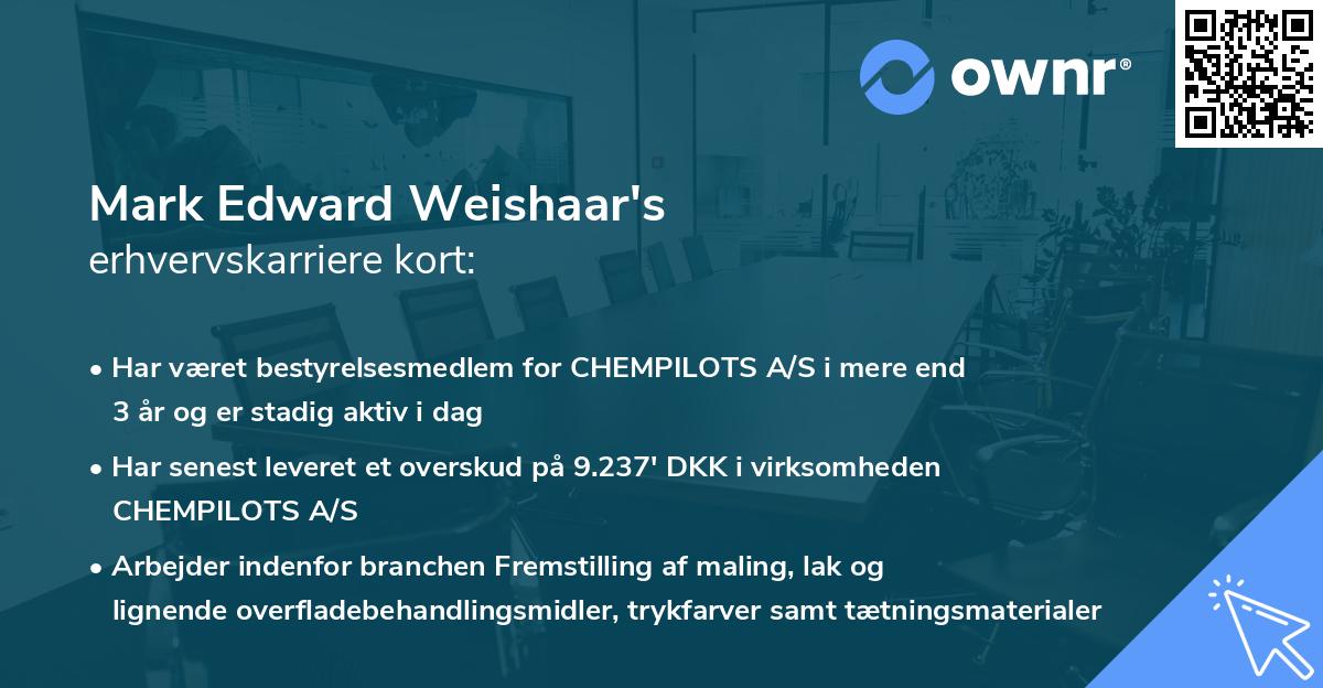 Mark Edward Weishaar's erhvervskarriere kort