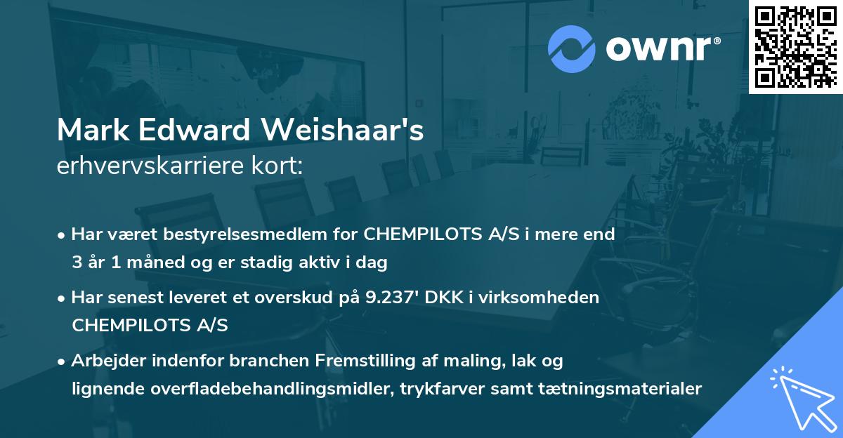 Mark Edward Weishaar's erhvervskarriere kort