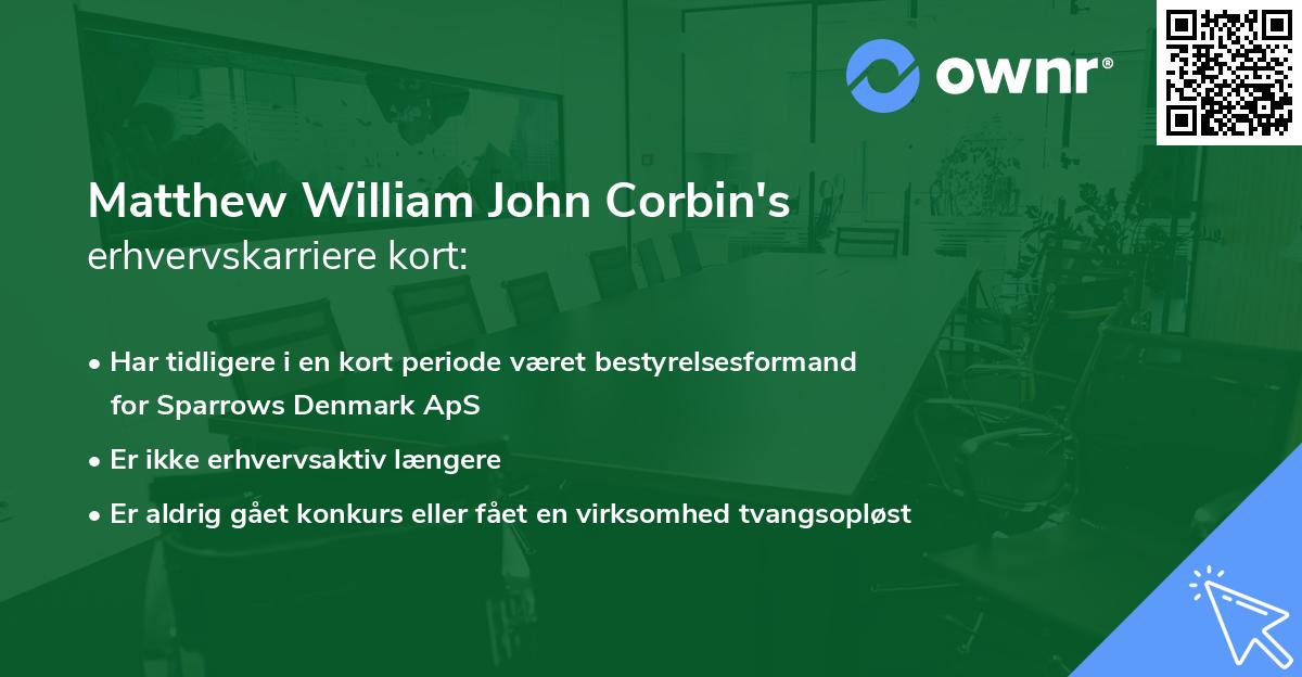 Matthew William John Corbin's erhvervskarriere kort
