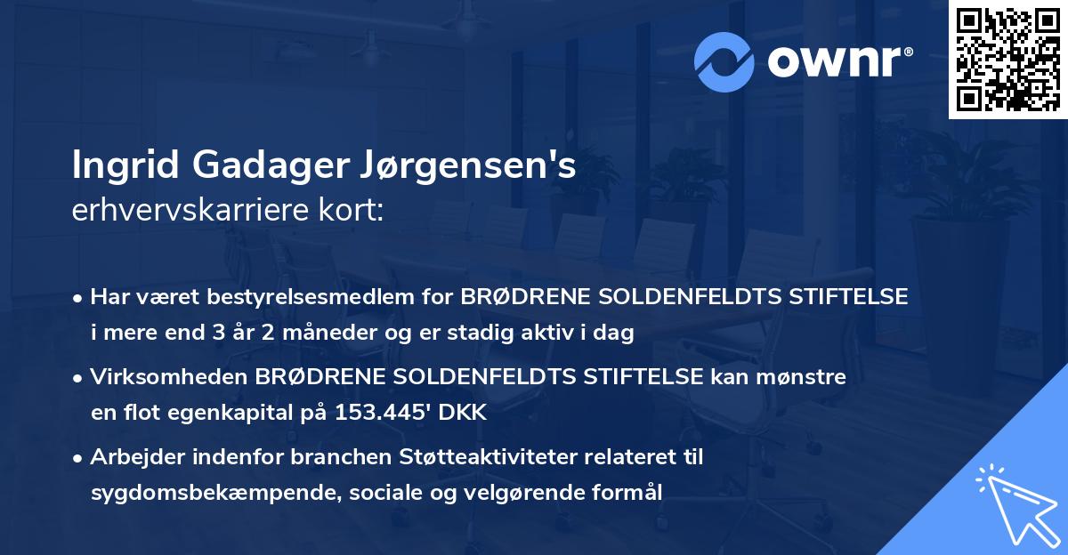 Ingrid Gadager Jørgensen's erhvervskarriere kort