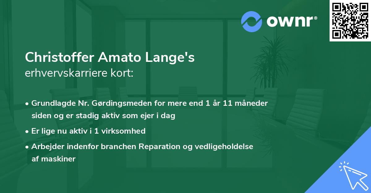 Christoffer Amato Lange's erhvervskarriere kort