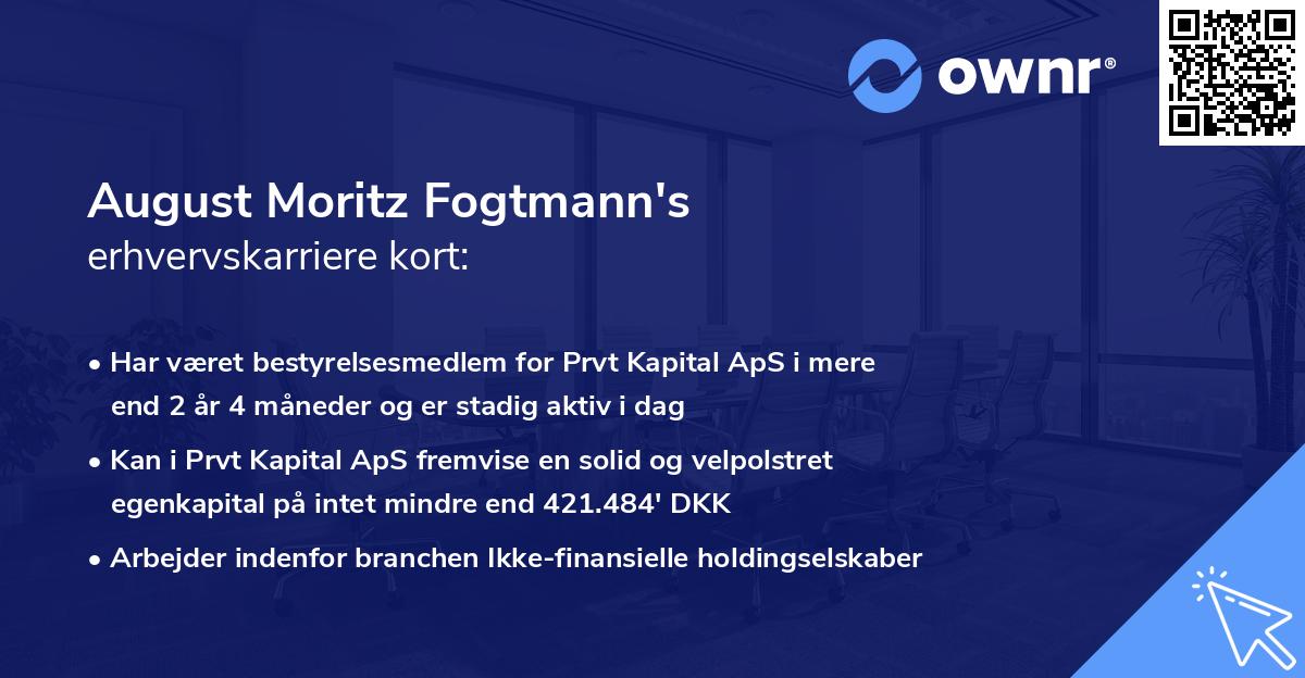 August Moritz Fogtmann's erhvervskarriere kort