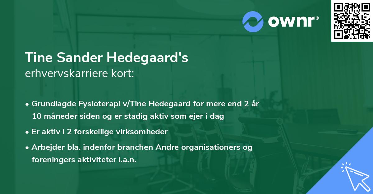 Tine Sander Hedegaard's erhvervskarriere kort