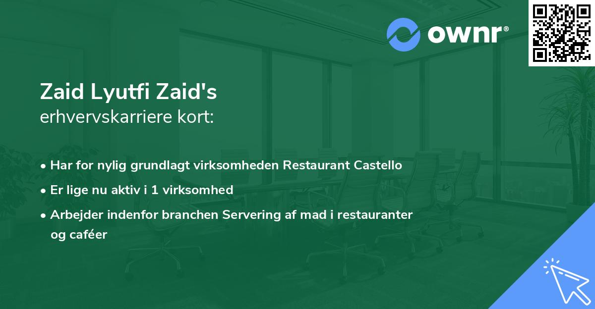 Zaid Lyutfi Zaid's erhvervskarriere kort