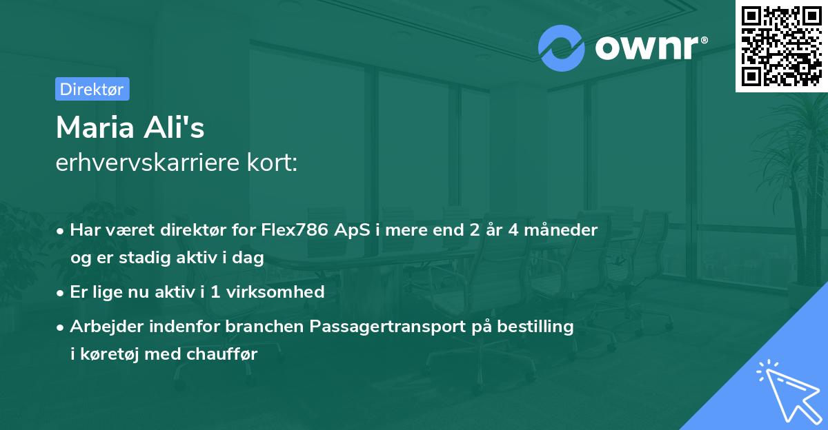 Maria Ali's erhvervskarriere kort