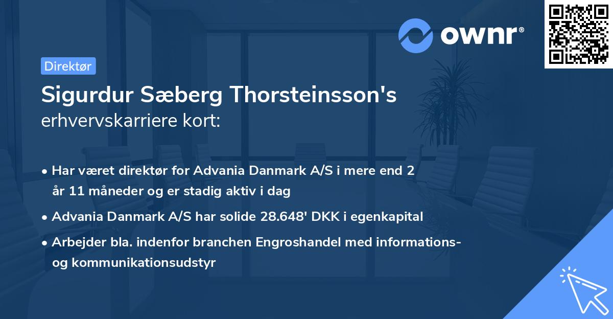 Sigurdur Sæberg Thorsteinsson's erhvervskarriere kort