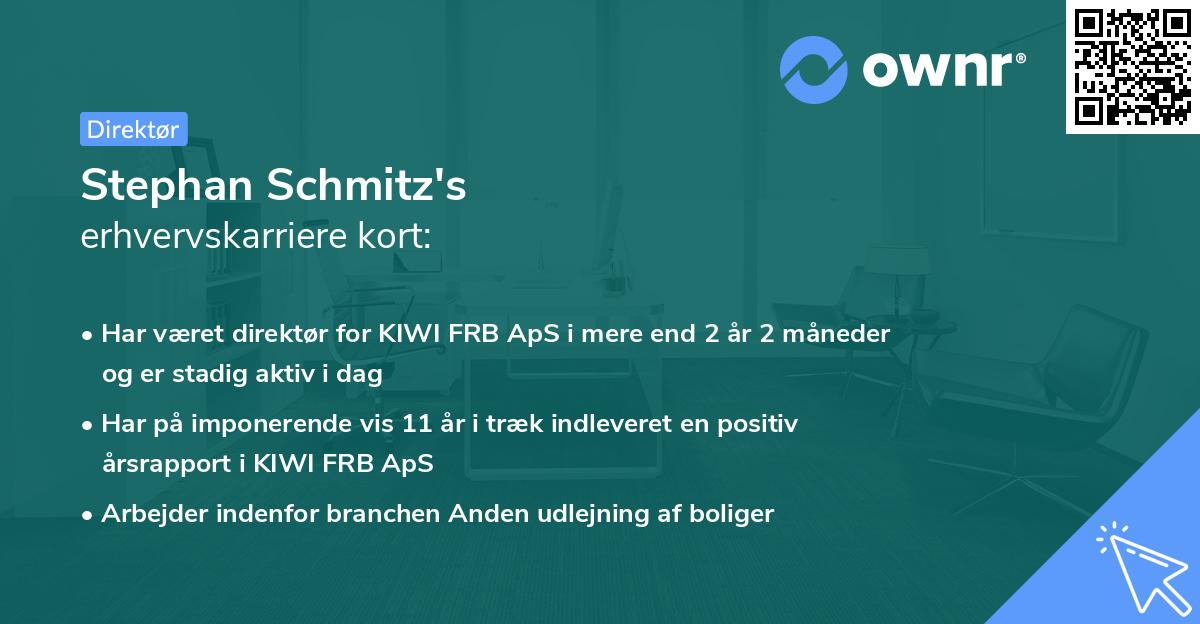 Stephan Schmitz's erhvervskarriere kort