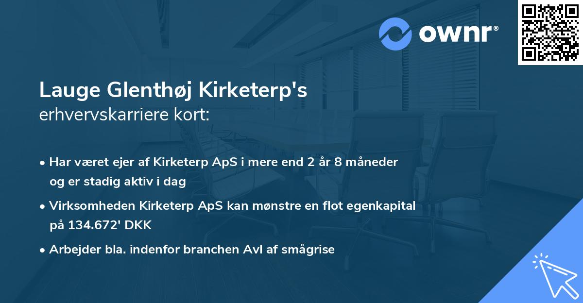 Lauge Glenthøj Kirketerp's erhvervskarriere kort