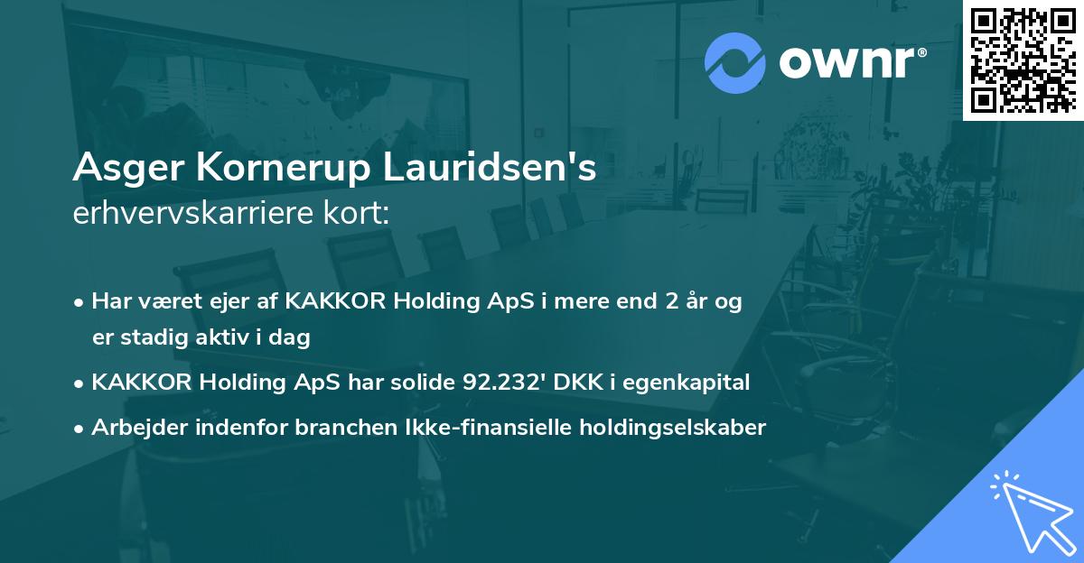 Asger Kornerup Lauridsen's erhvervskarriere kort