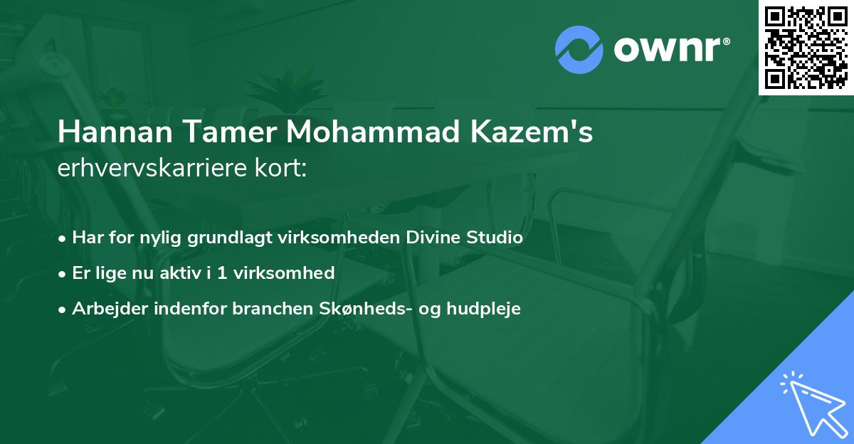 Hannan Tamer Mohammad Kazem's erhvervskarriere kort