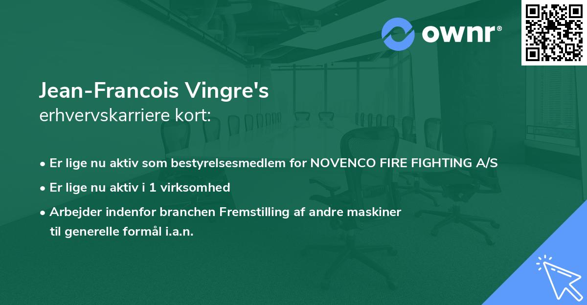 Jean-Francois Vingre's erhvervskarriere kort