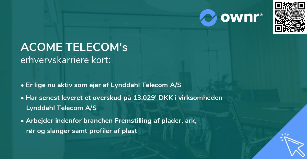 ACOME TELECOM's erhvervskarriere kort