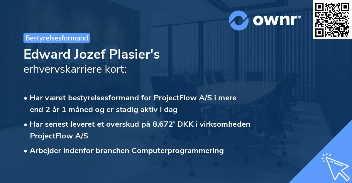 Edward Jozef Plasier's erhvervskarriere kort