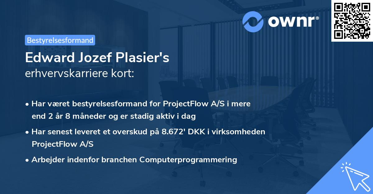 Edward Jozef Plasier's erhvervskarriere kort