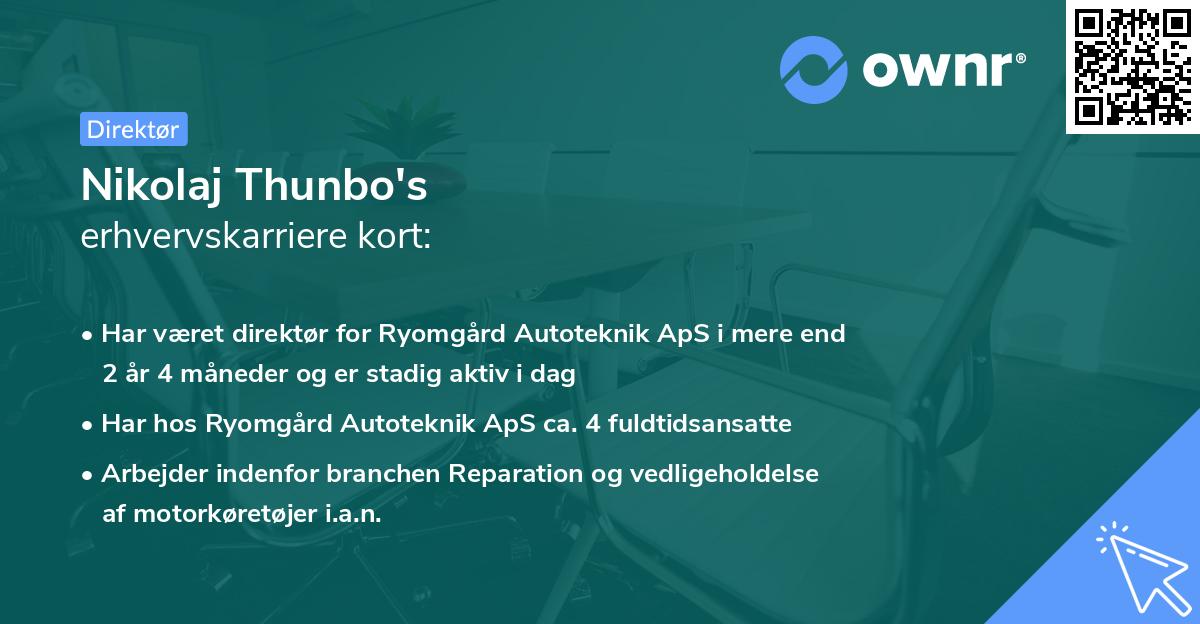 Nikolaj Thunbo's erhvervskarriere kort