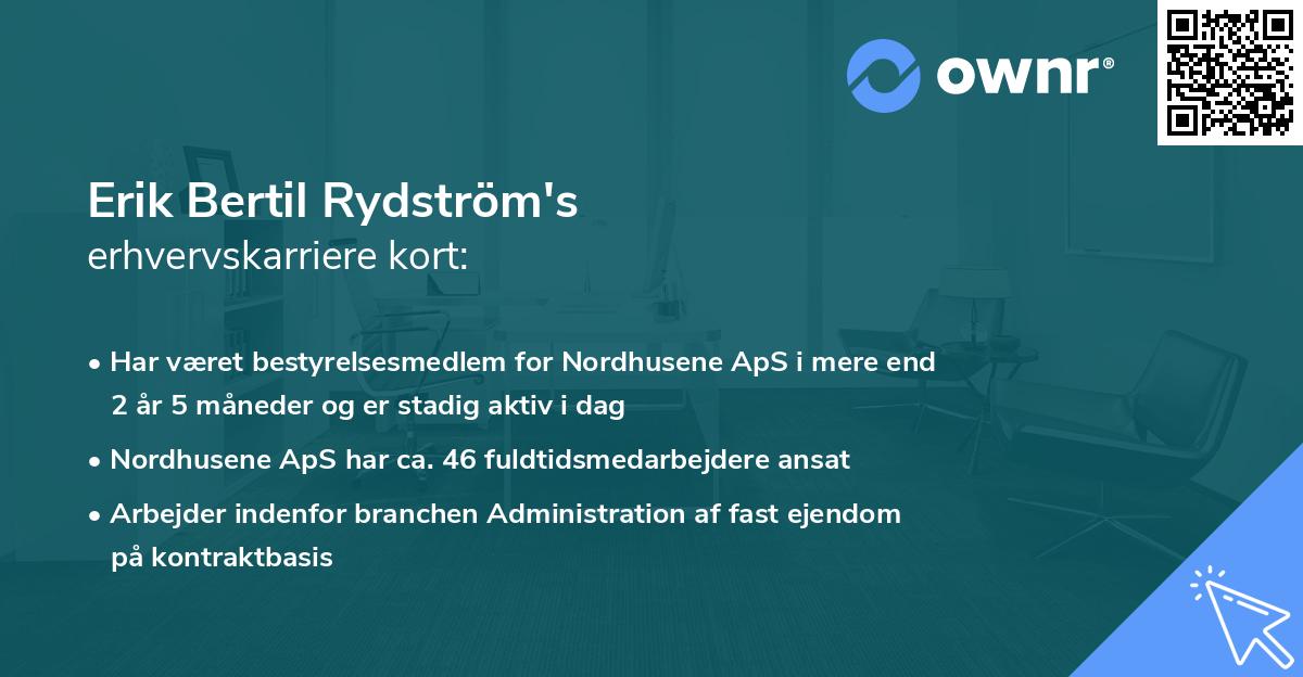 Erik Bertil Rydström's erhvervskarriere kort