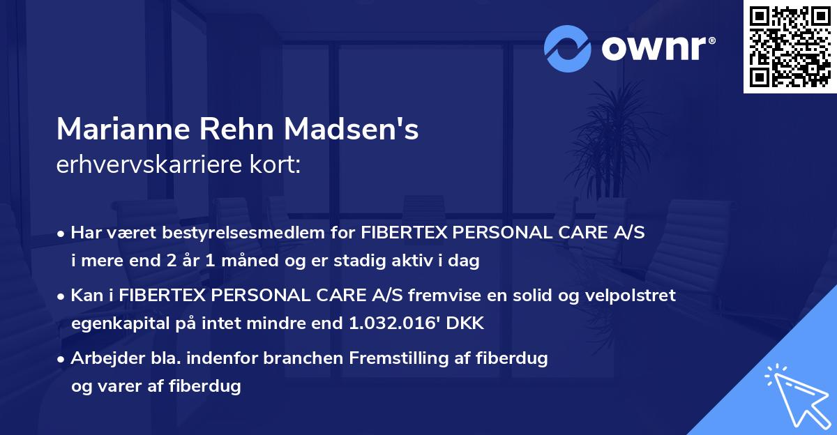 Marianne Rehn Madsen's erhvervskarriere kort