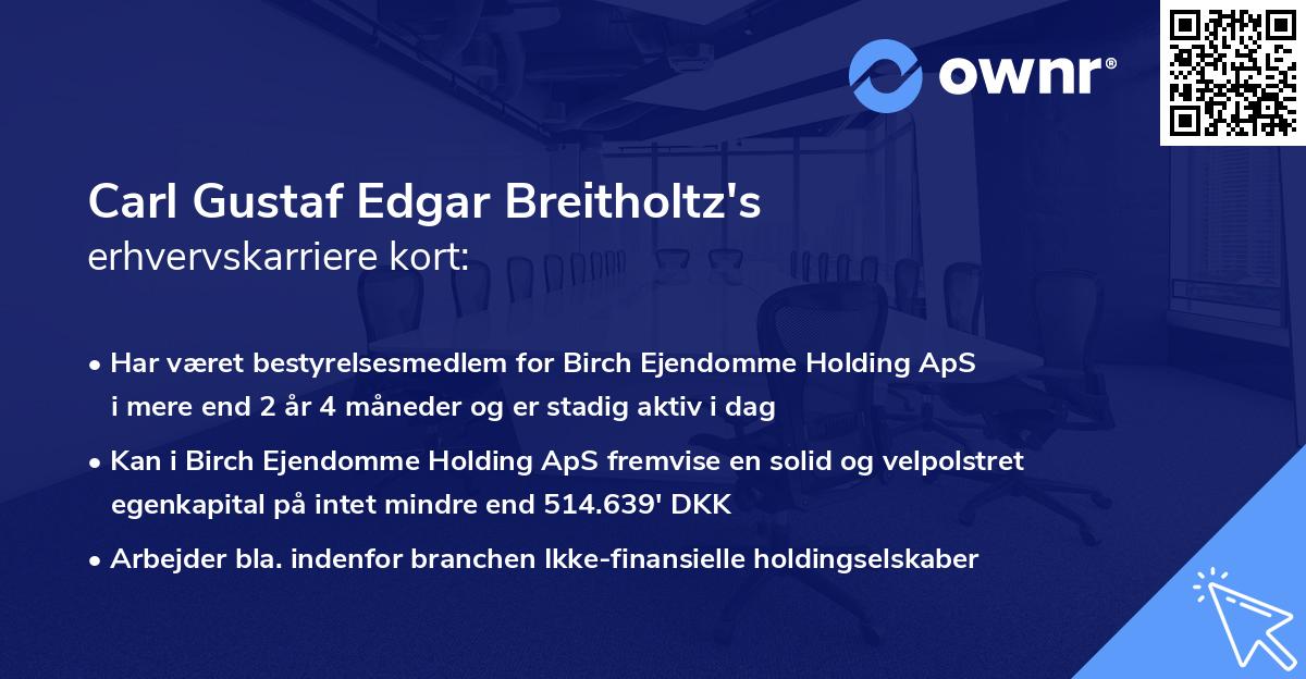 Carl Gustaf Edgar Breitholtz's erhvervskarriere kort