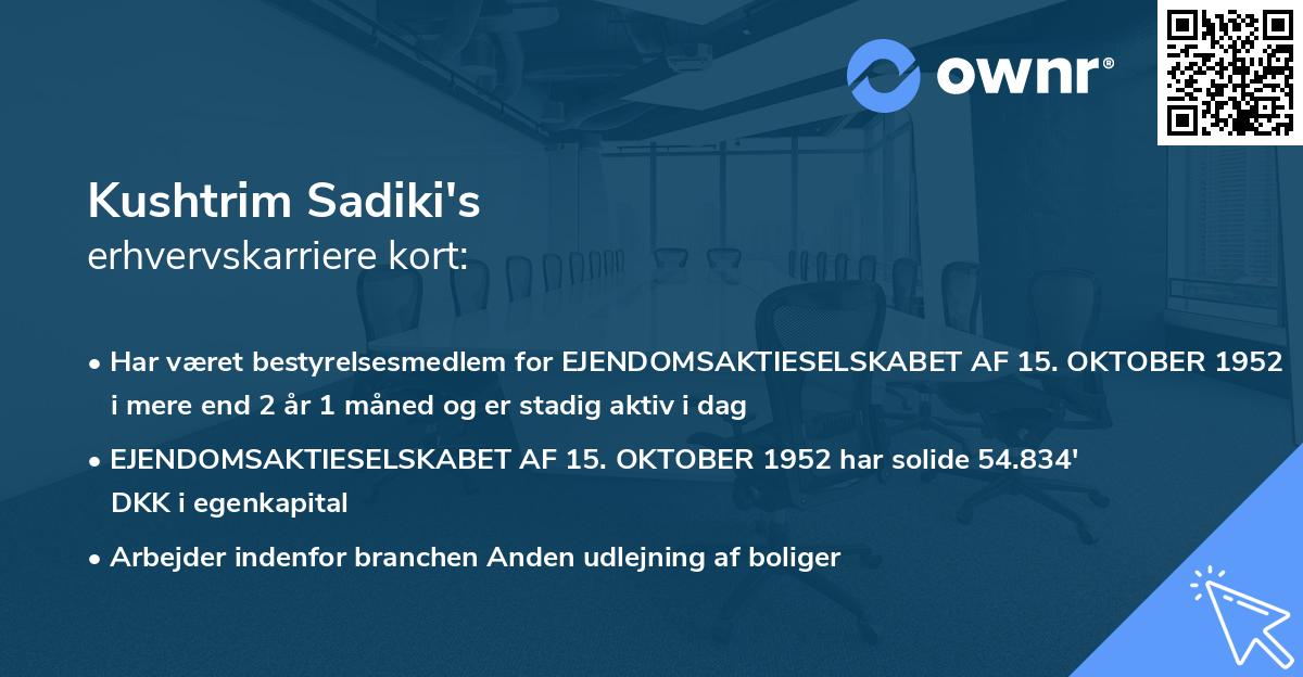 Kushtrim Sadiki's erhvervskarriere kort