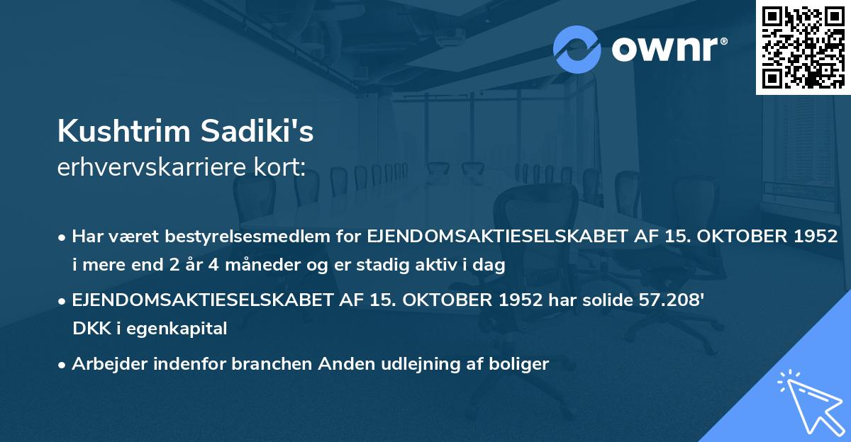 Kushtrim Sadiki's erhvervskarriere kort