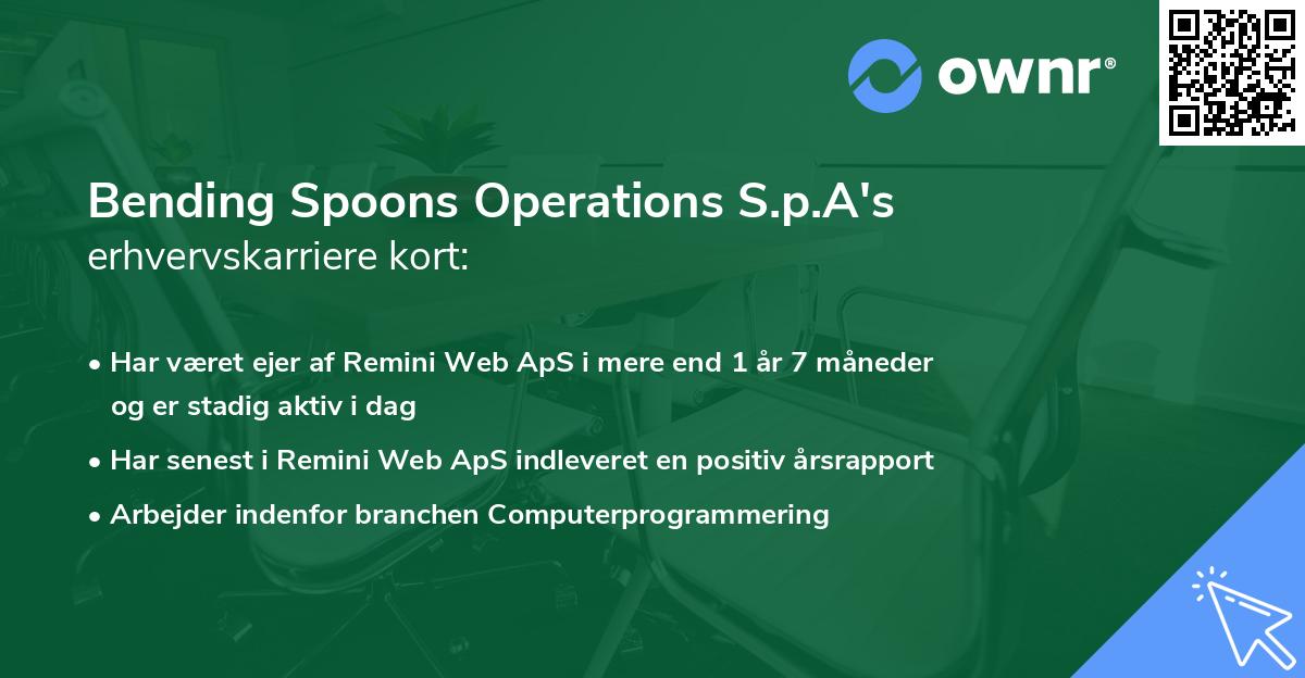 Bending Spoons Operations S.p.A's erhvervskarriere kort