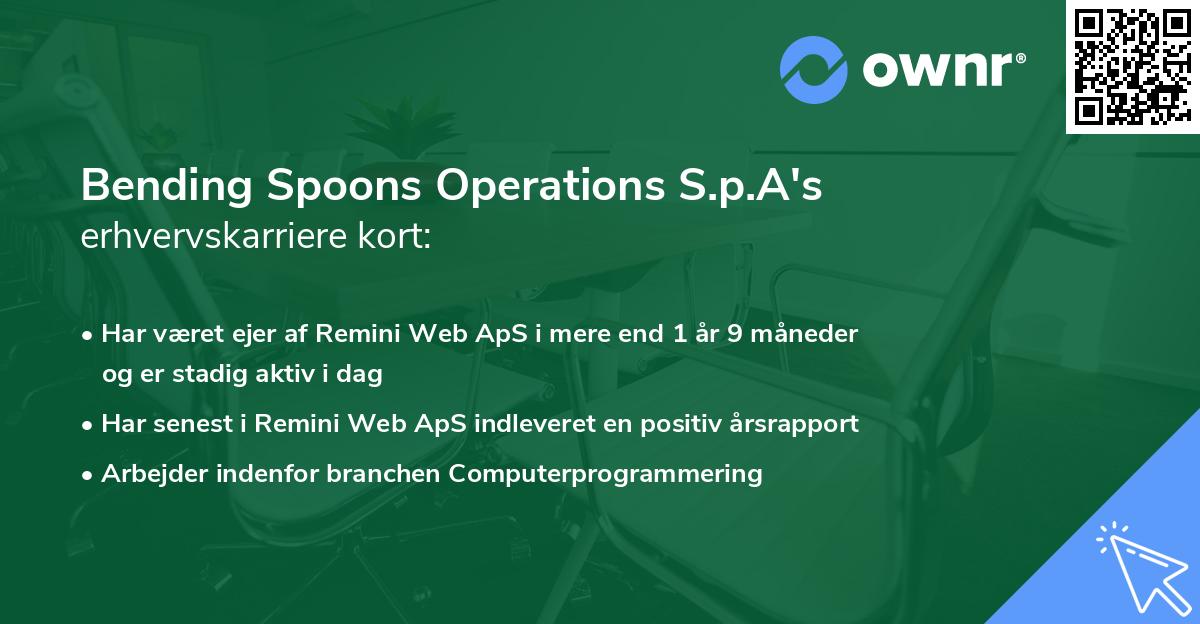 Bending Spoons Operations S.p.A's erhvervskarriere kort
