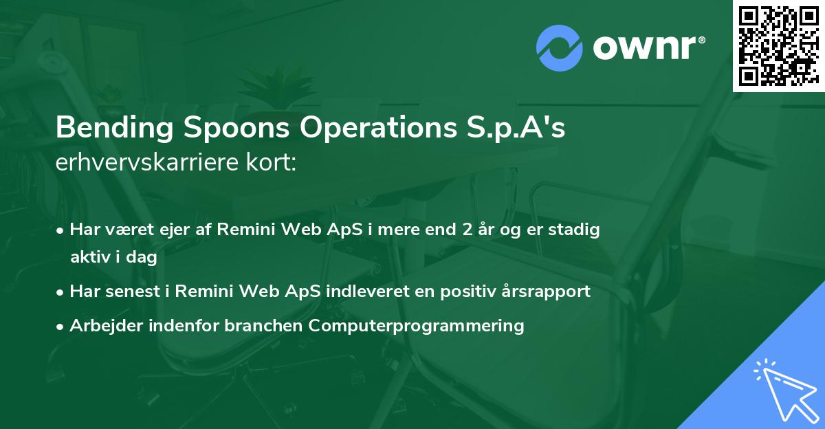 Bending Spoons Operations S.p.A's erhvervskarriere kort