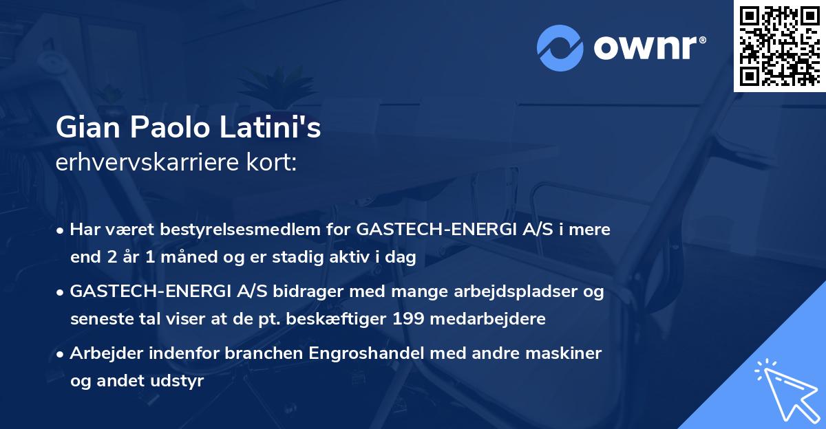 Gian Paolo Latini's erhvervskarriere kort